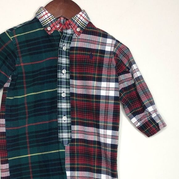 Ralph Lauren Plaid patchwork Shirt Romper - Picture 1 of 4